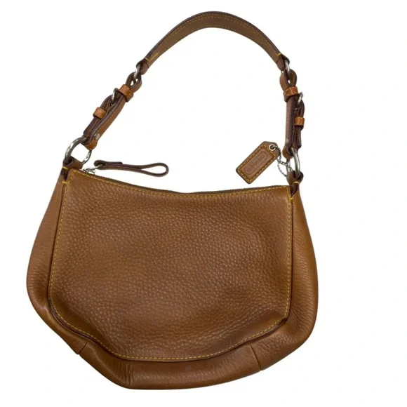 Coach Vintage Y2K Chelsea Leather Hobo Shoulder Bag brown yellow stitch Coach - Picture 9 of 14